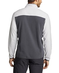 dunkelgrauer Fleece-Pullover mit einem zugeknöpften Kragen von Eddie Bauer