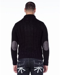 dunkelgrauer gesteppter Pullover mit einem Reißverschluß von Cipo & Baxx