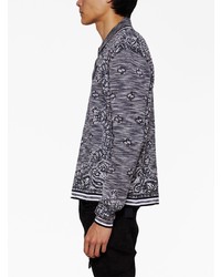 dunkelgrauer horizontal gestreifter Polo Pullover von Amiri