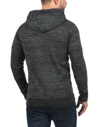 dunkelgrauer horizontal gestreifter Pullover mit einem Kapuze von BLEND