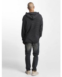 dunkelgrauer horizontal gestreifter Pullover mit einem Kapuze von Cyprime