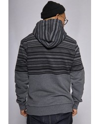 dunkelgrauer horizontal gestreifter Pullover mit einem Kapuze von Mazine