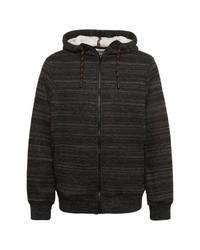 dunkelgrauer horizontal gestreifter Pullover mit einem Kapuze von Tom Tailor