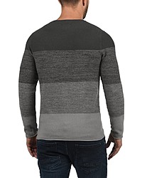 dunkelgrauer horizontal gestreifter Pullover mit einem Rundhalsausschnitt von BLEND