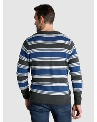 dunkelgrauer horizontal gestreifter Pullover mit einem Rundhalsausschnitt von Boston Park