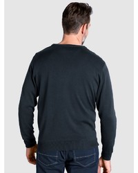 dunkelgrauer horizontal gestreifter Pullover mit einem Rundhalsausschnitt von Boston Park