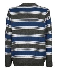 dunkelgrauer horizontal gestreifter Pullover mit einem Rundhalsausschnitt von Boston Park