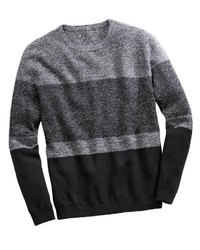 dunkelgrauer horizontal gestreifter Pullover mit einem Rundhalsausschnitt von CATAMARAN