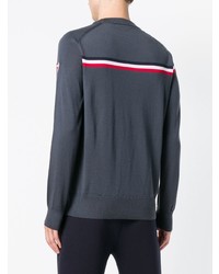 dunkelgrauer horizontal gestreifter Pullover mit einem Rundhalsausschnitt von Rossignol