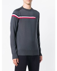 dunkelgrauer horizontal gestreifter Pullover mit einem Rundhalsausschnitt von Rossignol