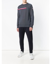 dunkelgrauer horizontal gestreifter Pullover mit einem Rundhalsausschnitt von Rossignol