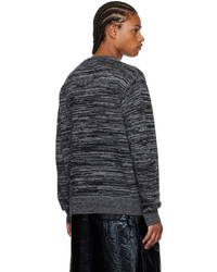 dunkelgrauer horizontal gestreifter Pullover mit einem Rundhalsausschnitt von Dries Van Noten