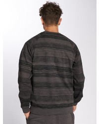 dunkelgrauer horizontal gestreifter Pullover mit einem Rundhalsausschnitt von Just Rhyse