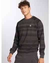 dunkelgrauer horizontal gestreifter Pullover mit einem Rundhalsausschnitt von Just Rhyse