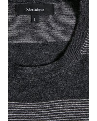 dunkelgrauer horizontal gestreifter Pullover mit einem Rundhalsausschnitt von Matinique