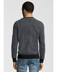 dunkelgrauer horizontal gestreifter Pullover mit einem Rundhalsausschnitt von North Sails