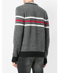 dunkelgrauer horizontal gestreifter Pullover mit einem Rundhalsausschnitt von Dolce & Gabbana