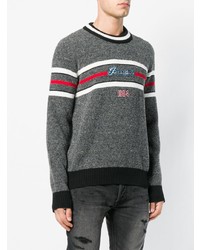 dunkelgrauer horizontal gestreifter Pullover mit einem Rundhalsausschnitt von Dolce & Gabbana