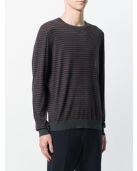 dunkelgrauer horizontal gestreifter Pullover mit einem Rundhalsausschnitt von Eleventy