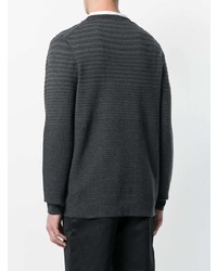 dunkelgrauer horizontal gestreifter Pullover mit einem Rundhalsausschnitt von Calvin Klein