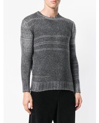 dunkelgrauer horizontal gestreifter Pullover mit einem Rundhalsausschnitt von Avant Toi