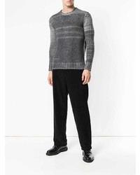 dunkelgrauer horizontal gestreifter Pullover mit einem Rundhalsausschnitt von Avant Toi