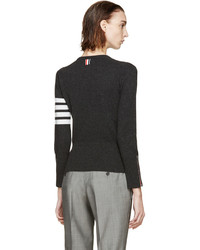 dunkelgrauer horizontal gestreifter Pullover von Thom Browne