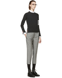 dunkelgrauer horizontal gestreifter Pullover von Thom Browne