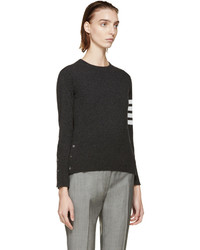 dunkelgrauer horizontal gestreifter Pullover von Thom Browne