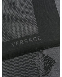 dunkelgrauer horizontal gestreifter Schal von Versace