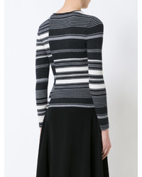 dunkelgrauer horizontal gestreifter Wollpullover von Derek Lam 10 Crosby