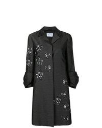 dunkelgrauer Mantel mit Blumenmuster von Prada Vintage