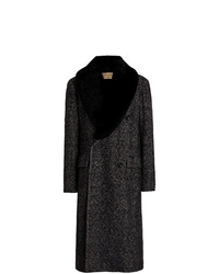 dunkelgrauer Mantel mit einem Pelzkragen von Burberry