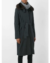 dunkelgrauer Mantel mit einem Pelzkragen von Liska