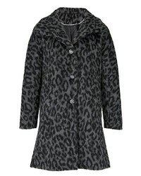 dunkelgrauer Mantel mit Leopardenmuster von Heine
