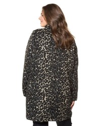 dunkelgrauer Mantel mit Leopardenmuster von Ulla Popken