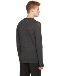 dunkelgrauer Mohair Pullover mit einem Rundhalsausschnitt von Maison Margiela