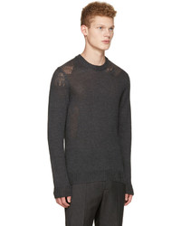 dunkelgrauer Mohair Pullover mit einem Rundhalsausschnitt von Maison Margiela