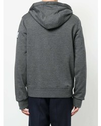 dunkelgrauer Pullover mit einem Kapuze von Moncler