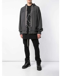 dunkelgrauer Pullover mit einem Kapuze von Rick Owens