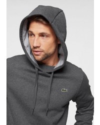 dunkelgrauer Pullover mit einem Kapuze von Lacoste