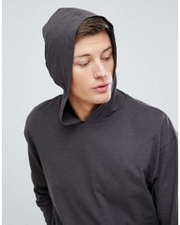 dunkelgrauer Pullover mit einem Kapuze von New Look