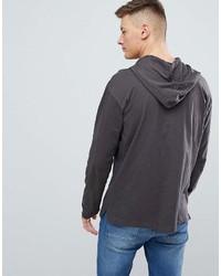 dunkelgrauer Pullover mit einem Kapuze von New Look