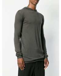 dunkelgrauer Pullover mit einem Kapuze von Rick Owens