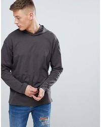 dunkelgrauer Pullover mit einem Kapuze von New Look