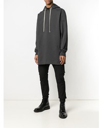 dunkelgrauer Pullover mit einem Kapuze von Rick Owens