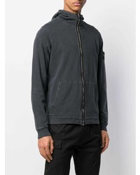 dunkelgrauer Pullover mit einem Kapuze von Stone Island