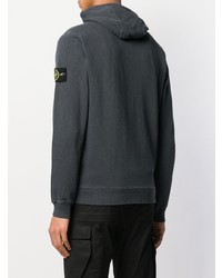 dunkelgrauer Pullover mit einem Kapuze von Stone Island