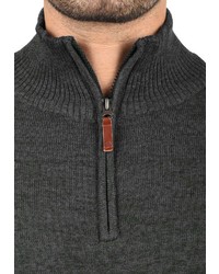 dunkelgrauer Pullover mit einem Reißverschluss am Kragen von BLEND