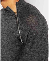 dunkelgrauer Pullover mit einem Reißverschluss am Kragen von Asos